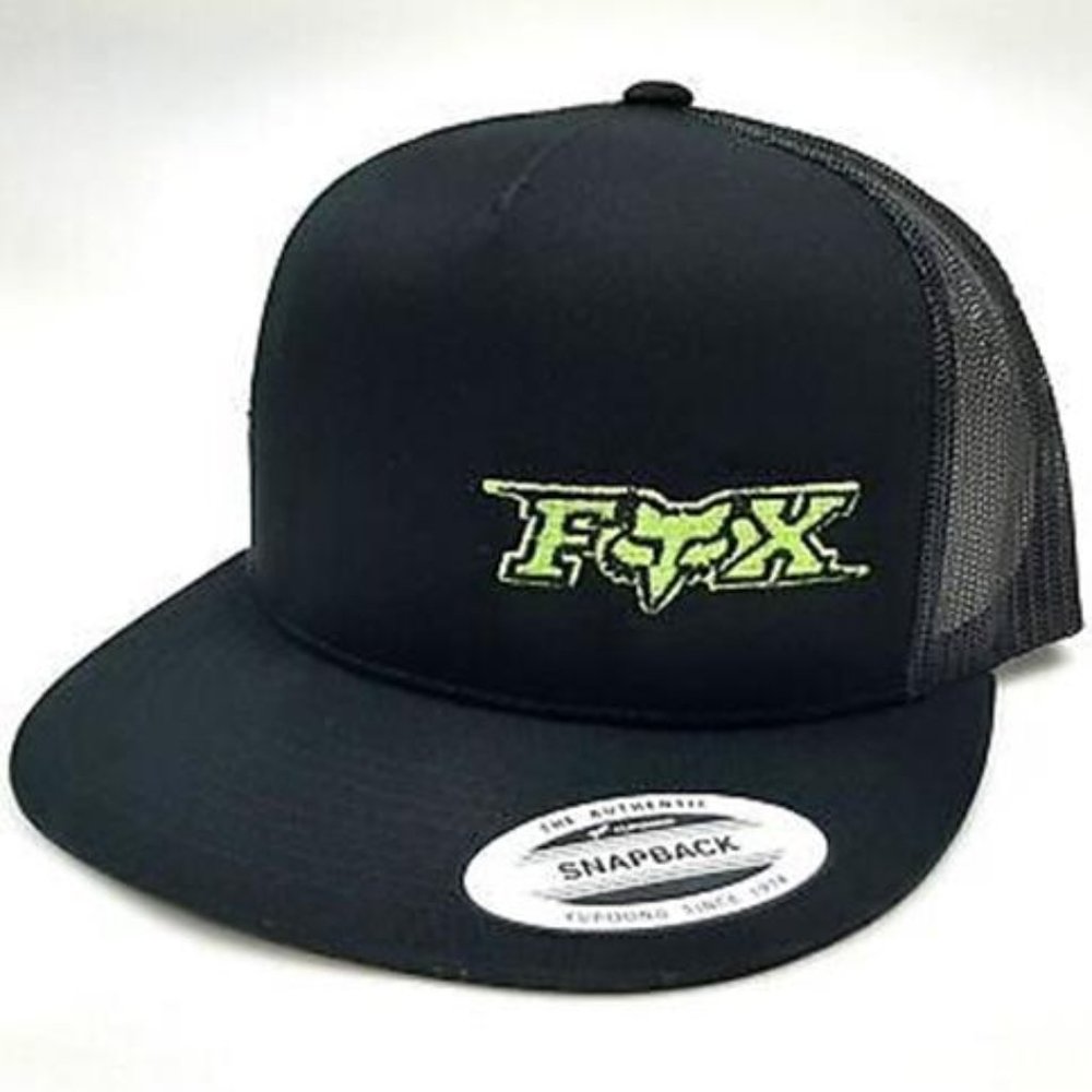 Fox Racing MX Embroidered Flat Bill Mesh Snapback Baseball Cap Hat Motocross SXS